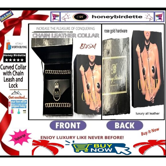 ✅ HONEY BIRDETTE ➕🆒 COLLAR & LEASH Costume BDSM Pleasure Play Gold💸BUY NOW‼️🟢
